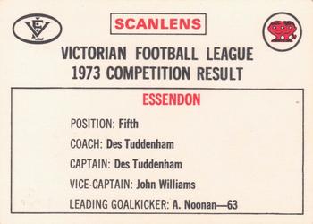 1974 Scanlens VFL - Checklists #NNO Checklist Back